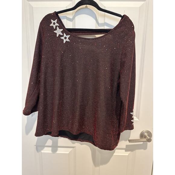 Womens XL Beaded Embellished Sweater Black And Red - Picture 1 of 6